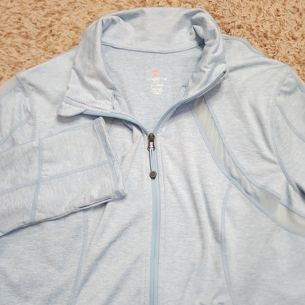 tangerine Blue Womens XXL Full Zip Thumb-Hole Running Walking Track Jacket